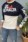 Erkek Baskılı Lacivert Bisiklet Yaka Oversize İnce Sweatshirt