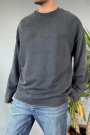 Oversize Antrasit Bisiklet Yaka Yıkamalı Sweatshirt