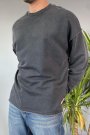 Erkek Oversize Antrasit Bisiklet Yaka Yıkamalı Sweatshirt