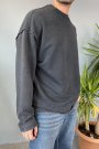 Erkek Oversize Antrasit Bisiklet Yaka Yıkamalı Sweatshirt