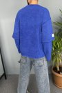 Erkek Oversize Baskılı Old School Saks Sweatshirt