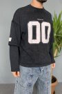 Erkek Oversize Baskılı Old School Siyah Sweatshirt