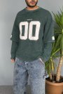 Erkek Oversize Baskılı Old School Yeşil Sweatshirt