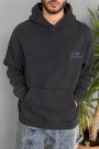 Erkek Oversize Çiçek Baskılı Cepli Antrasit Kapüşonlu Sweatshirt