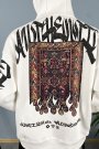 Erkek Kilim İşlemeli Oversize Ekru Kapüşonlu Sweatshirt