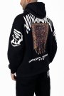 Erkek Kilim İşlemeli Oversize Siyah Kapüşonlu Sweatshirt