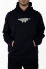 Erkek Oversize Halı Baskılı Kanguru Cepli Siyah Kapüşonlu Sweatshirt